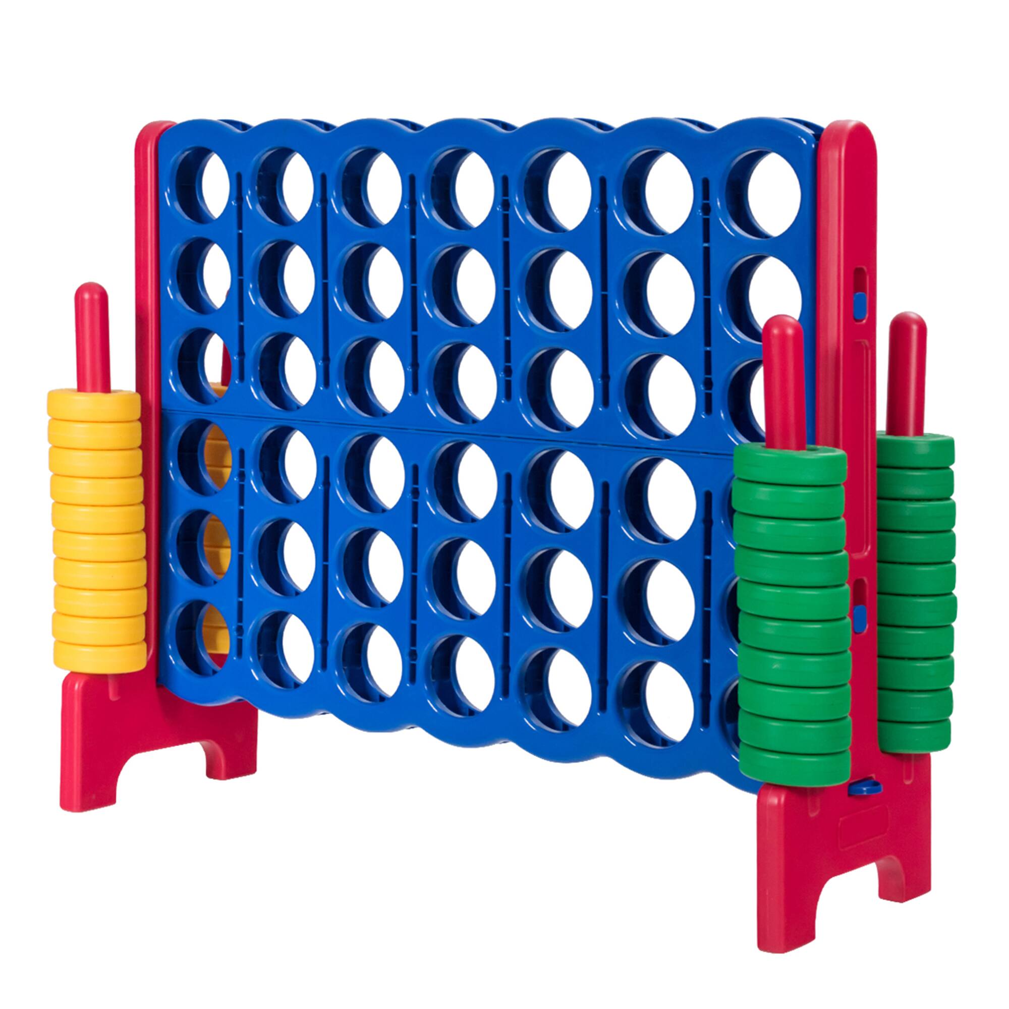 Front. Gymax - Gymax Jumbo 4-to-Score Game Set Giant 4 in A Row Kids Adults w/ 42 Jumbo Rings - Blue.