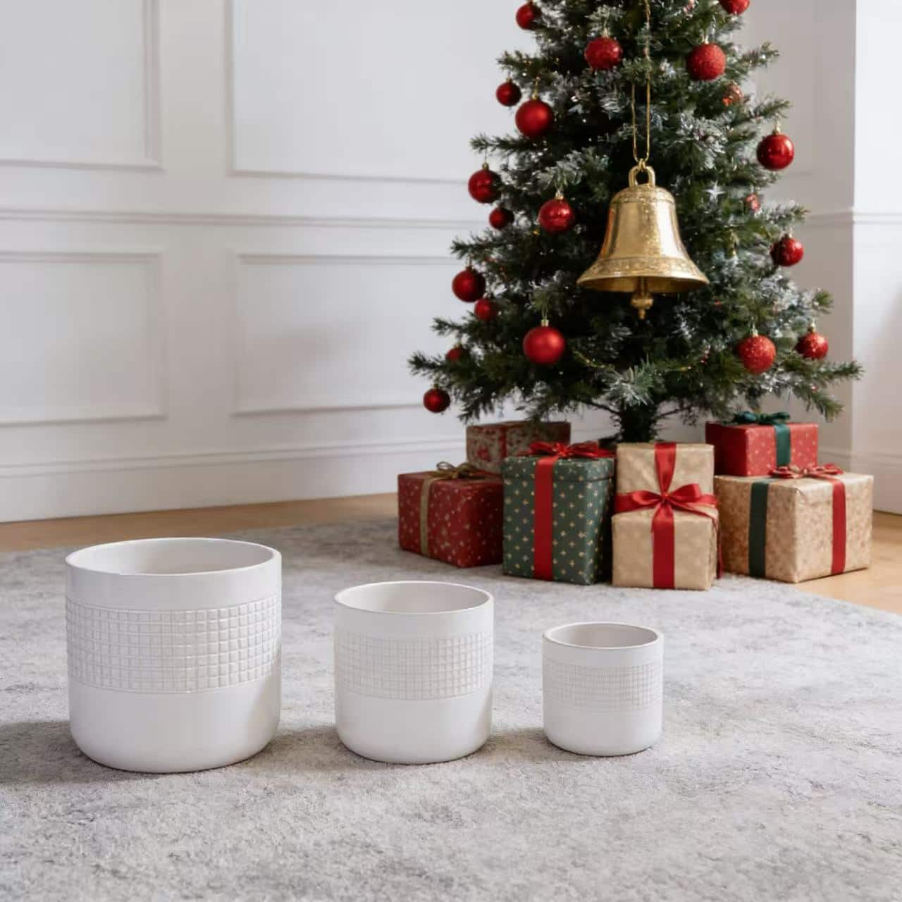 Loheer - Ceramic Planter Set, Handmade White Ceramic Planter Set of 3 for Succulents, Herbs, Indoor Outdoor Use