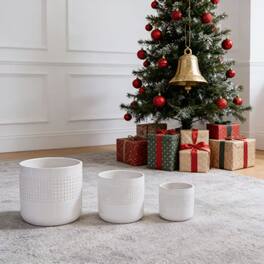 Loheer - Ceramic Planter Set, Handmade White Ceramic Planter Set of 3 for Succulents, Herbs, Indoor Outdoor Use