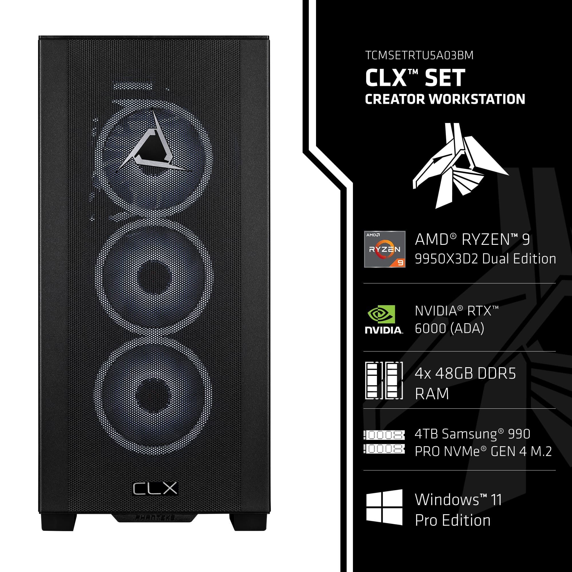 CLX Set Creator Workstation AMD Ryzen 9 9950X3D2 192GB DDR5 NVIDIA