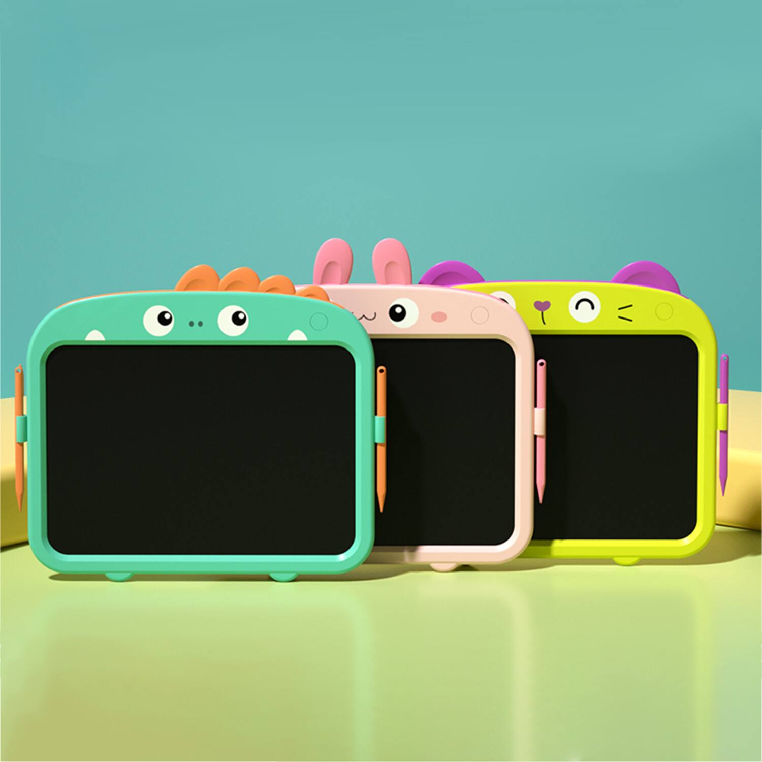 Alt View 3. Sahara - Kids Colorful 13.5" LCD Writing Notepad – Cute Animal Design, Eye-Protected Screen, One-Click Erase & Anti-Erase Lock - Yellow.