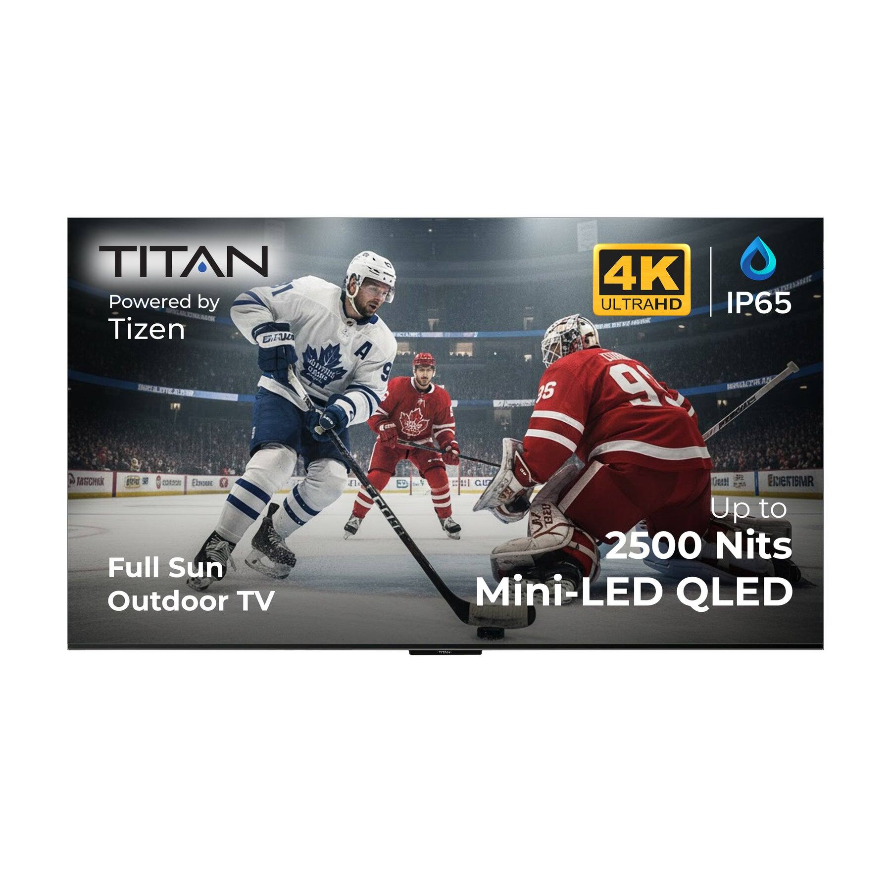 Titan - S300 Mini- LED QLED 43" Full Sun Smart Outdoor TV, IP65 Weatherproof, 2500 Nits, Tizen OS 4K, Assembled in USA