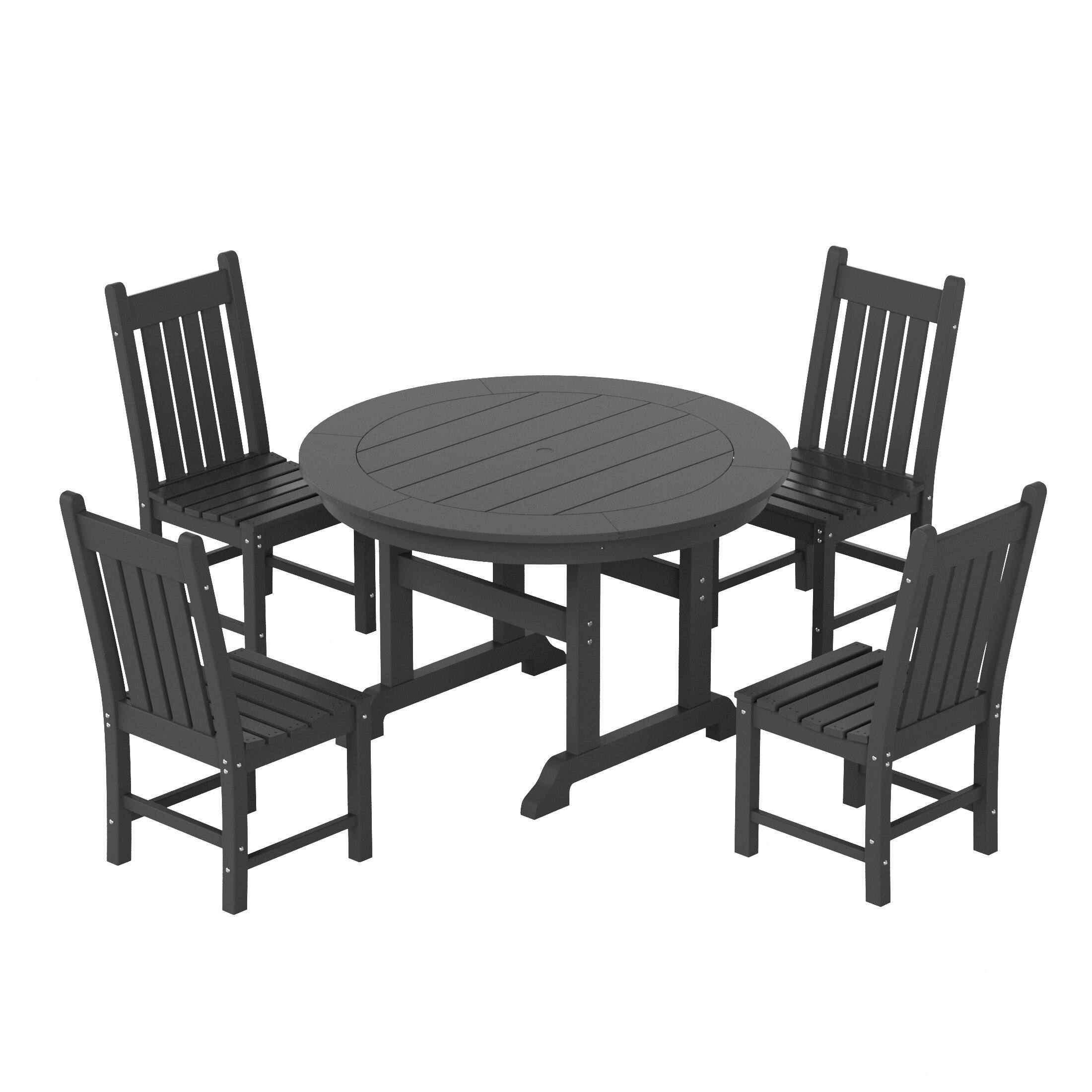 Front. WestinTrends - WestinTrends Malibu 5 Piece Outdoor Patio Dining Set Outdoor Round Table and Chair Set - Gray.