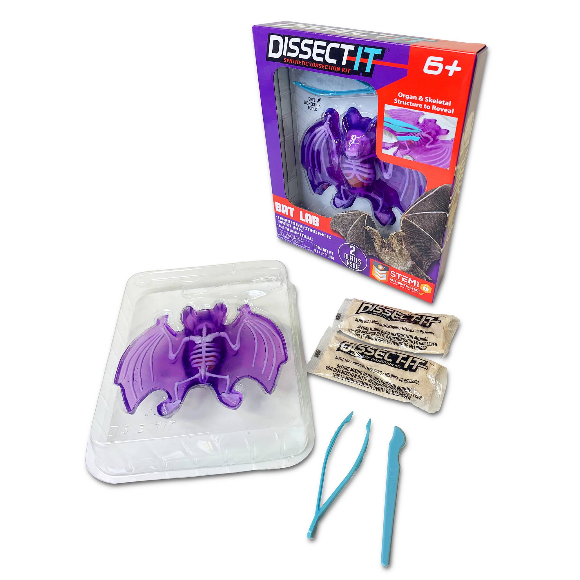 DISSECTIT SYNTHETIC DISSECTION KIT 6+ 5  Organ & Skeletal Structure to Reveal BAT Evidence of Internal Structure - 10 in 1 - Makes 10 Models - Includes 10 Refills Inside - STEMI - ETSL DISSECTIT - DISS - TURE - O - - -M - - F - a0N INSTBCTON T adita nothnosc KxR I - i O MEROR -R L ME - BEFON URSECTIF MISCHEN - MOXING IN WAREC - 1 - W1N - NELNGE a - C TTM Ho MOPIN f HN as ZIS E TIT