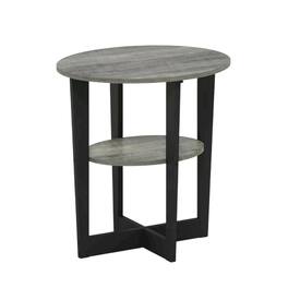 FurniFact - Grey oval end table with stylish French oak finish and modern design - French Oak Grey/Black