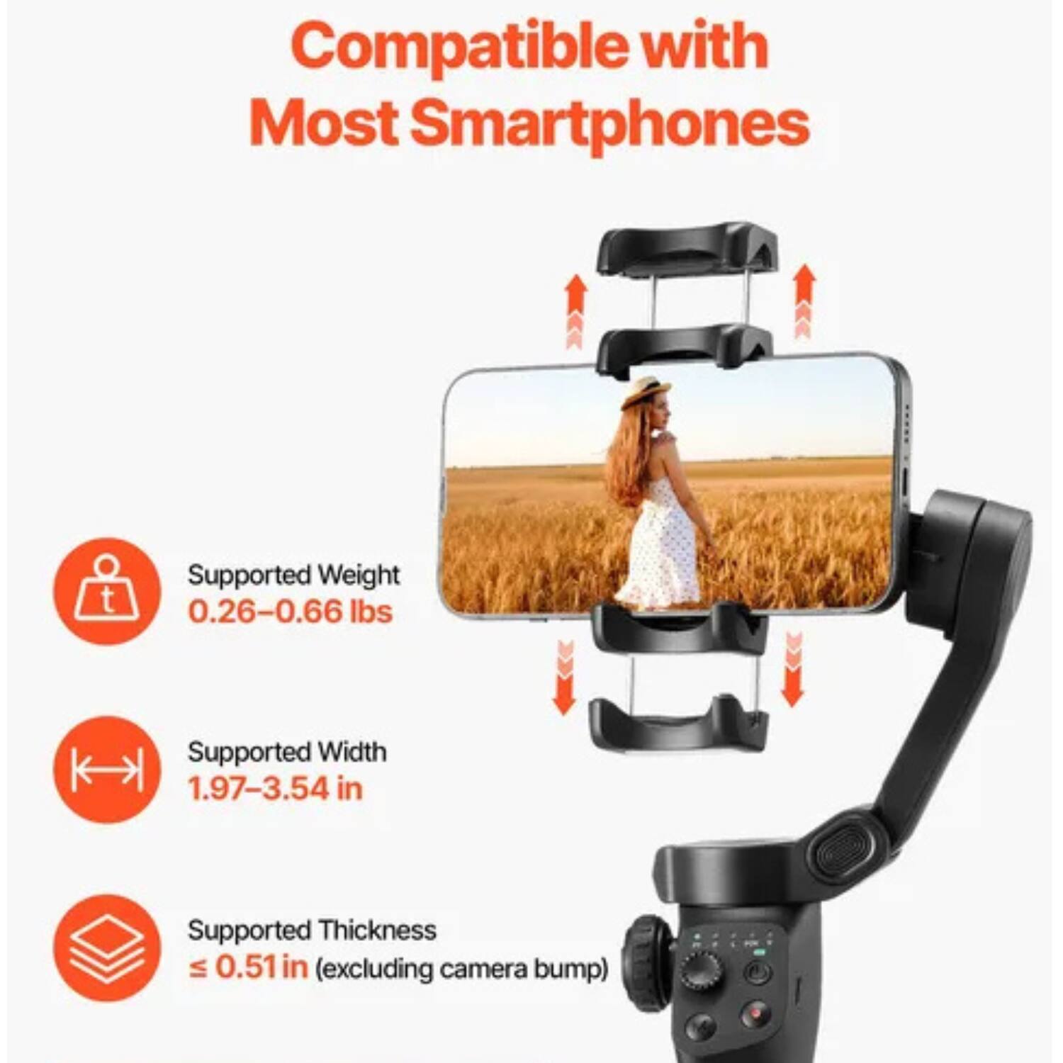 Back. Stock Preferred - 3-Axis Gimbal Stabilizer for Smartphone - Black.