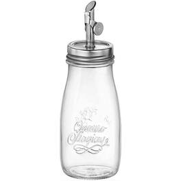 Bormioli Rocco - Oil Dispenser - 13.5 Oz Glass Jar with Stainless Pour Spout - Clear