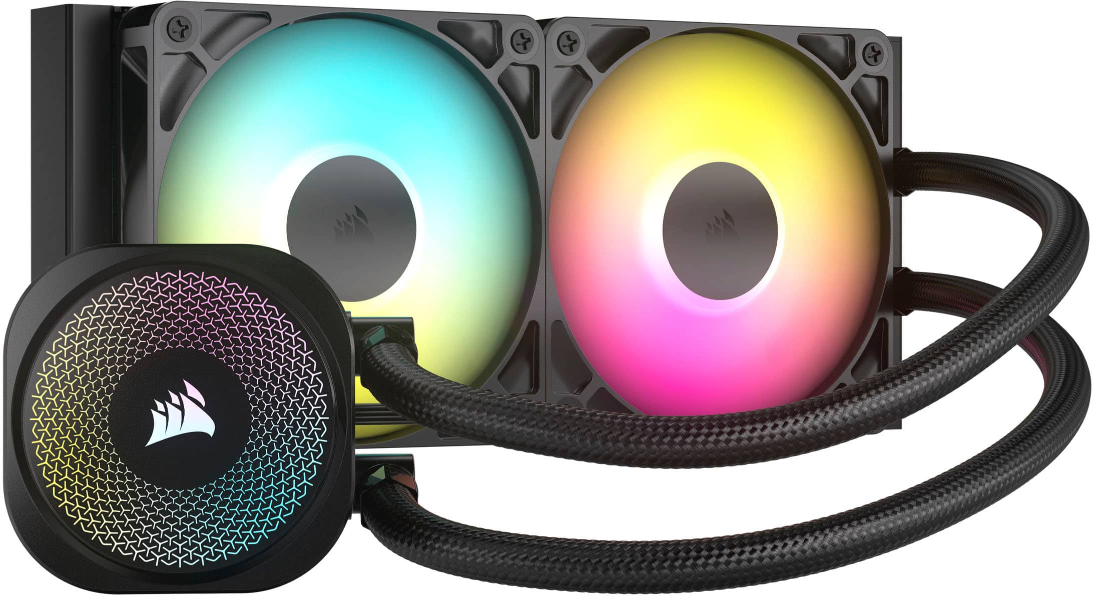 Front. CORSAIR - NAUTILUS 240 ARGB Liquid CPU Cooler with RS120 ARGB Fans - Black.