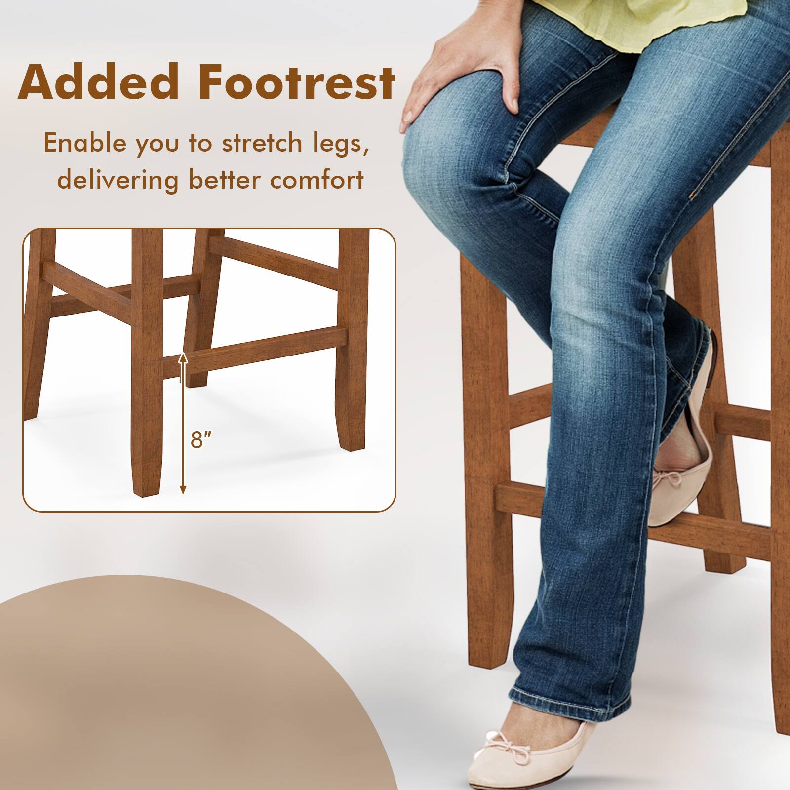 Added Footrest
Enable you to stretch legs, delivering better comfort
8"
