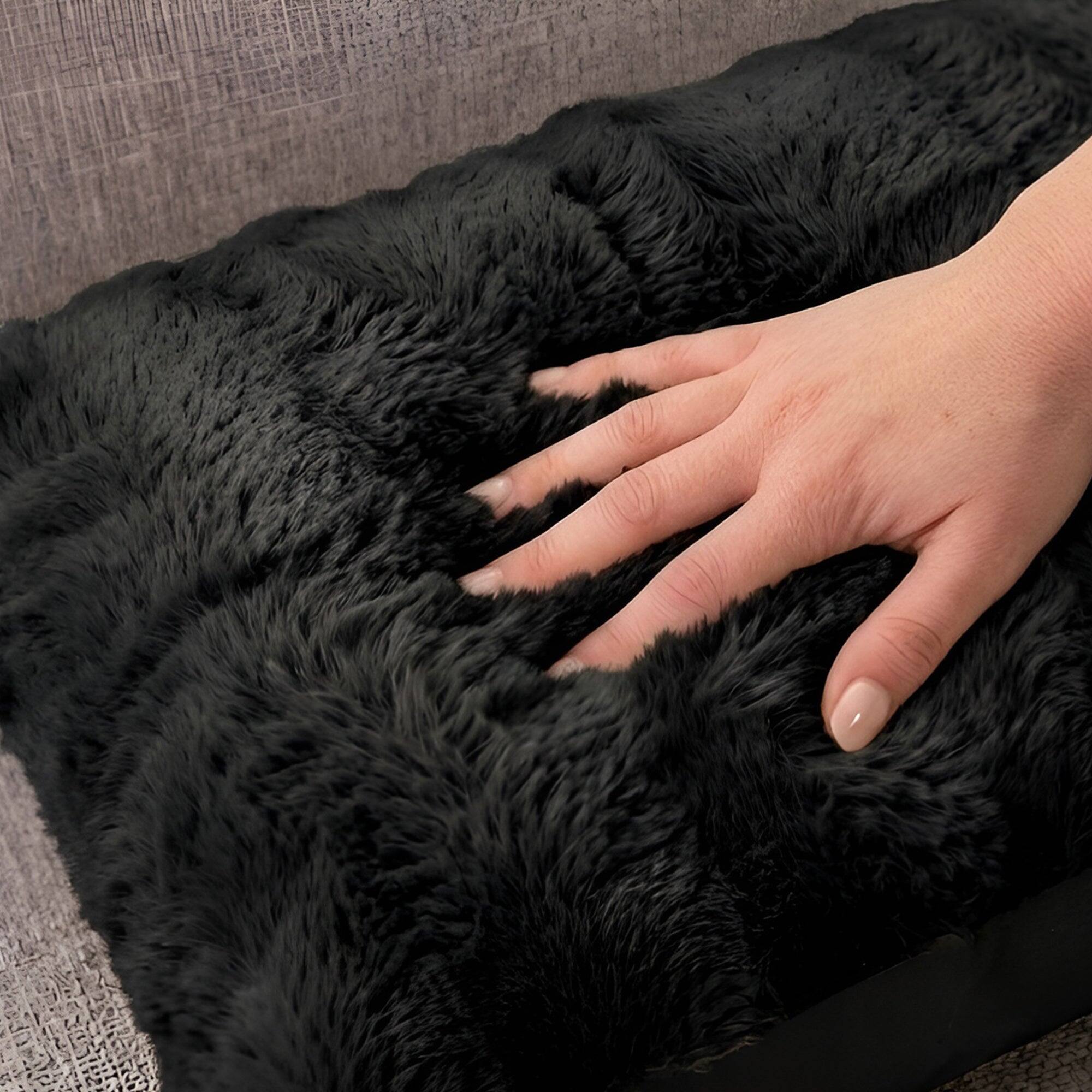 Alt View 9. Cheer Collection - Faux Fur Long Body Pillow with Insert - Decorative Lumbar Accent Pillow for Bed or Couch, 18 x 40 in - Chocolate.