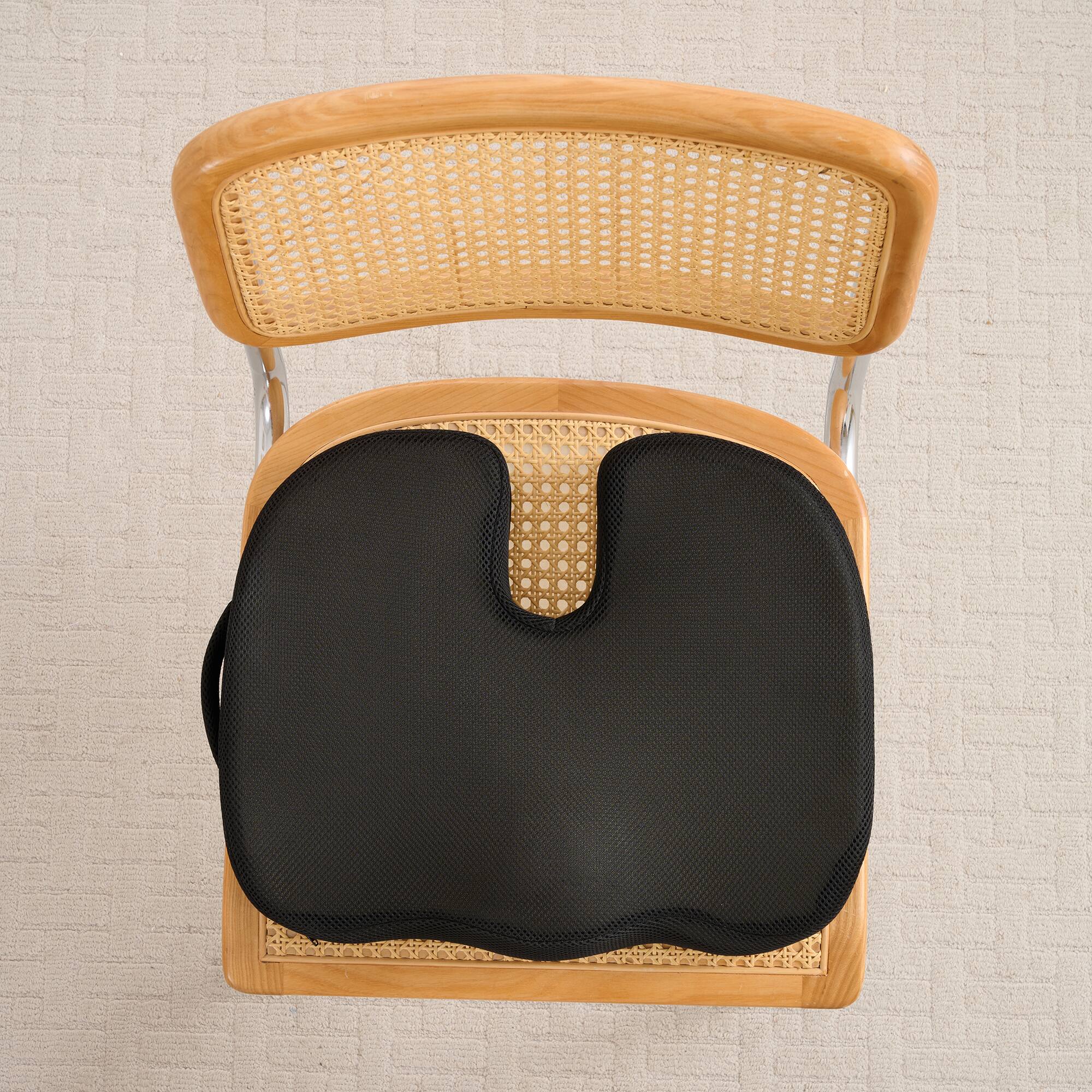 Sweet Home Collection - Premium Memory Foam Comfort Chair Cushion, Ergonomic Cushion for Chair, Car, Office Desk, Tailbone Relief - Black