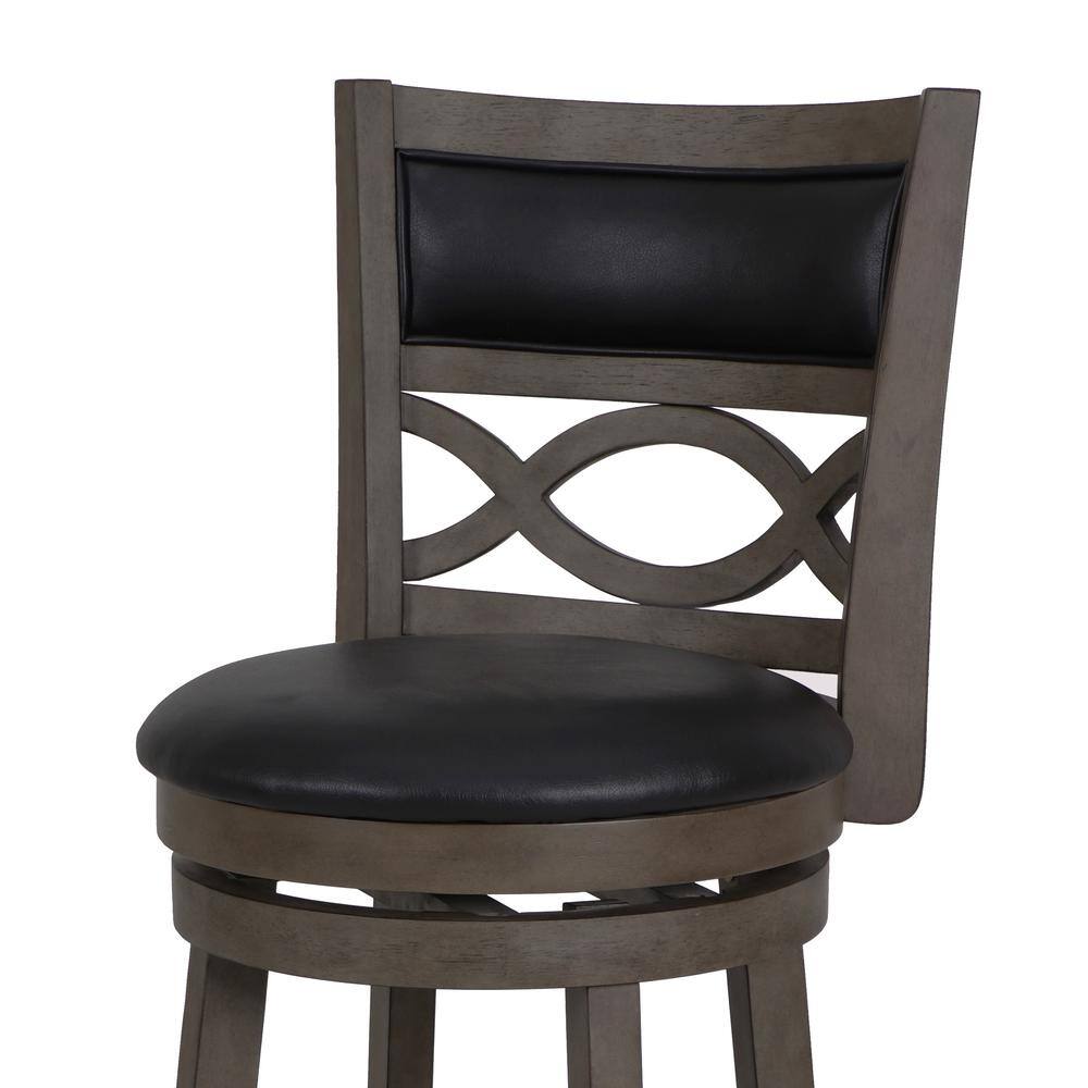 Back. New Classic Furniture - Manchester 24" Wood Counter Stool with Black PU Seat in Ant Gray - Gray.
