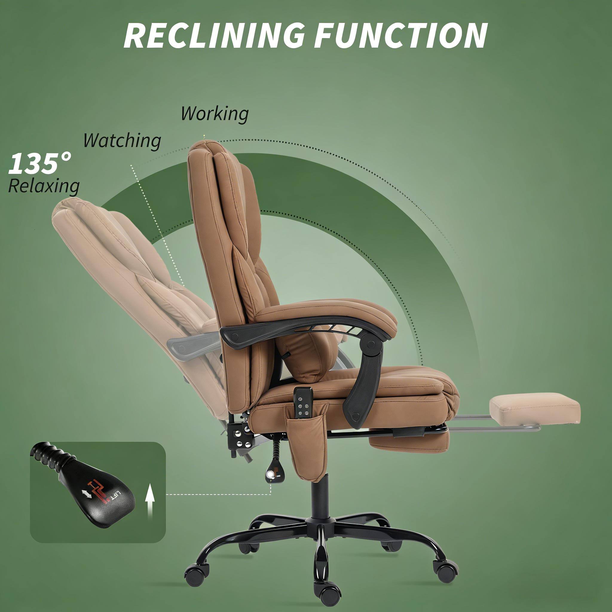 RECLINING FUNCTION

135° Relaxing

Watching

Working