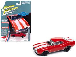 1969 Chevrolet Camaro Z28 Red with White Stripes and Interior "Muscle Cars USA" 1/64 Model Car by Johnny Lightning