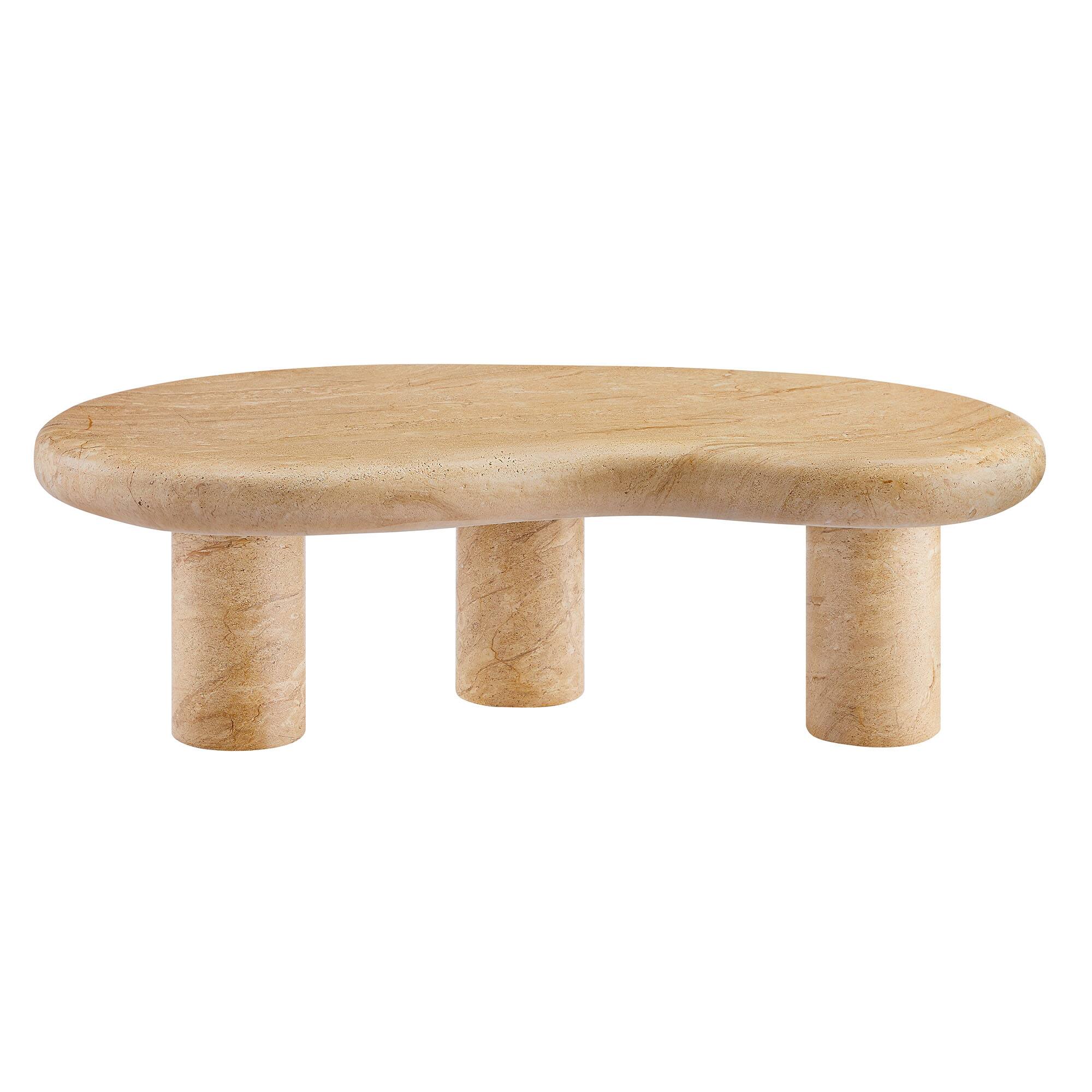 Alt View 8. Modway - Elowen Indoor - Outdoor Patio Textured Faux Travertine Coffee Table by Modway - Travertine.