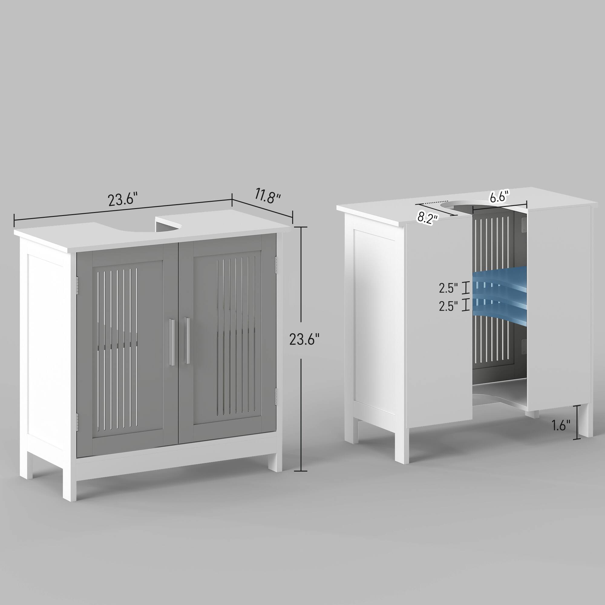 23.6" 11.8" 8.2" 6.6" 2.5" I 2.5" I 23.6" 1.6"