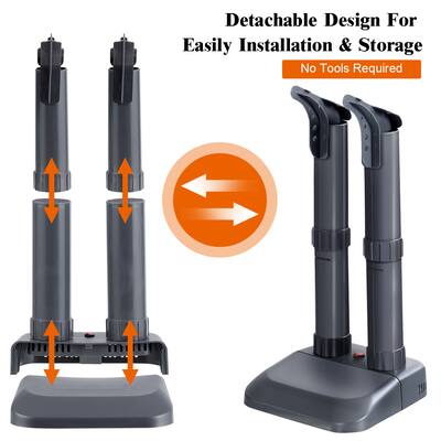 Portable 4-Tube Shoe Dryer With Timer & Heat Blower – Black/Orange – Adjustable Length, 200W, 3-Hour Timer