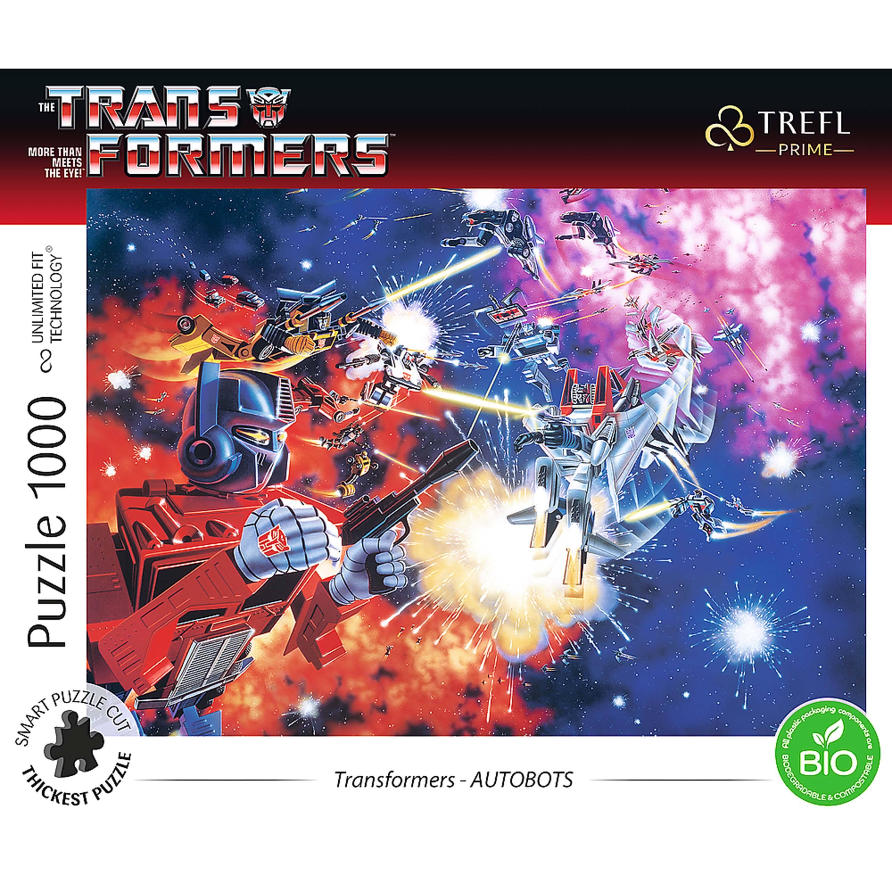 TRANSFORMERS  
MORE THAN MEETS THE EYE!  
UNLIMITED FIT TECHNOLOGY  
Puzzle 1000  
SMART PUZZLE CUT  
THICKEST PUZZLE  
Transformers - AUTOBOTS  
TREFL PRIME  
BIO components.org