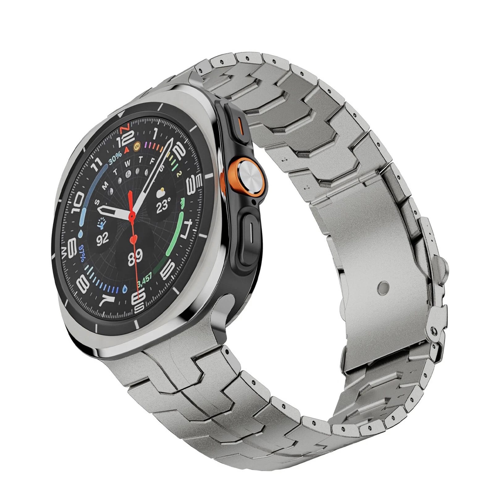 Dteck - Band for Samsung Galaxy Watch Ultra 2/Ultra 47mm, No Gap Adjustable Stainless Steel Replacement Bracelet - Titanium