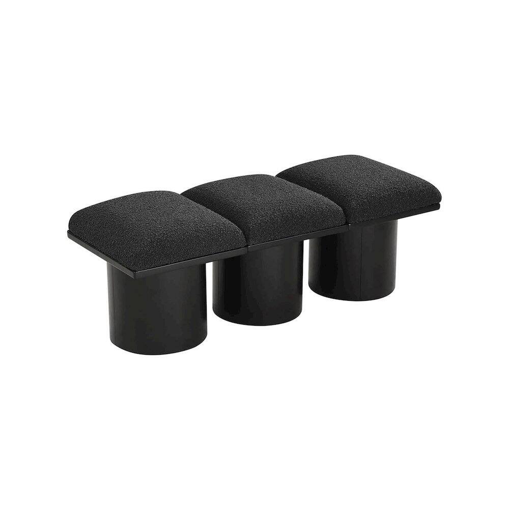 Back. Meridian Furniture - Pavilion Black Boucle Fabric Bench - Black Boucle Fabric.