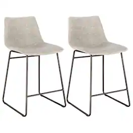 AmeriHome - Classic Faux Leather 24 inch Counter Height Chair Set - Stone