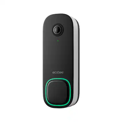 Front. ecobee - ecobee - Smart Video Doorbell - Wired with Advanced Person and Package Detection - Black - Black.