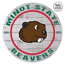 Jardine - Minot State Beavers 20'' x 20'' Indoor/Outdoor Weathered Circle Sign - White