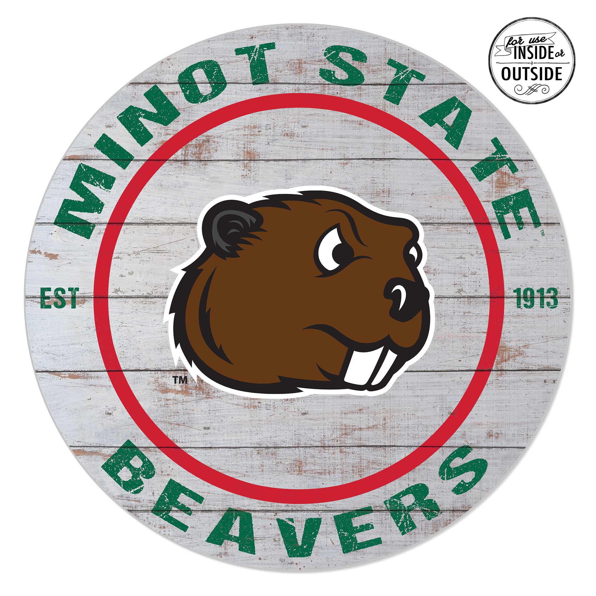 Minot State Beavers 20'' x 20'' Indoor/Outdoor Weathered Circle Sign