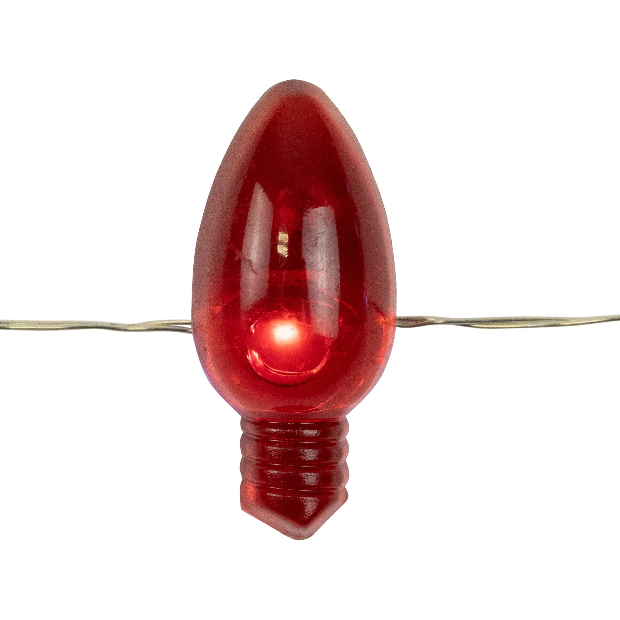 Alt View 4. Northlight - Patriotic Retro Style Bulb LED Fairy Lights - 6.25ft - Copper Wire - 20ct - Red.