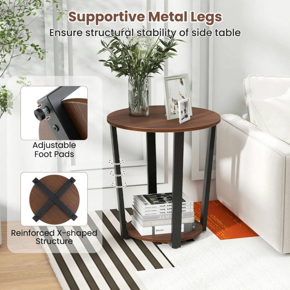 Supportive Metal Legs  
Ensure structural stability of side table  

Adjustable Foot Pads  

Reinforced X-shaped Structure