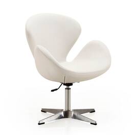 Manhattan Comfort - Raspberry Modern Upholstered Swivel Lounge Chair - White