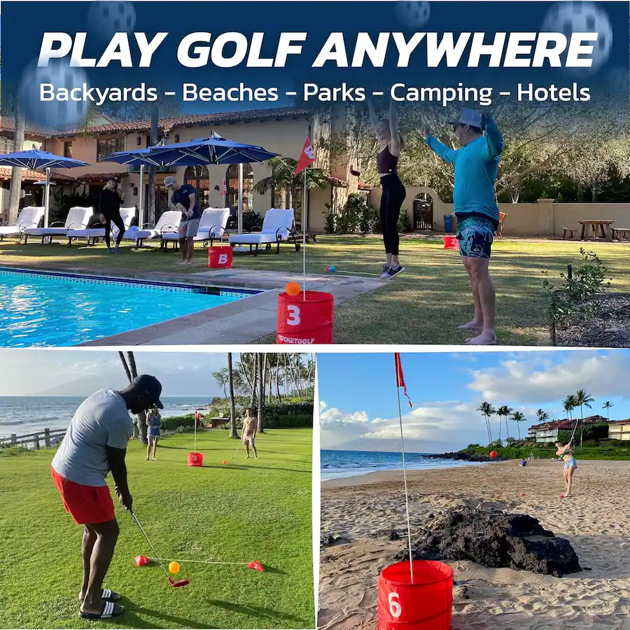 Add Course Images BUCKETGOLF 9 Hole Bundle Set | Ultimate Backyard Golf Game with 2 Right ...