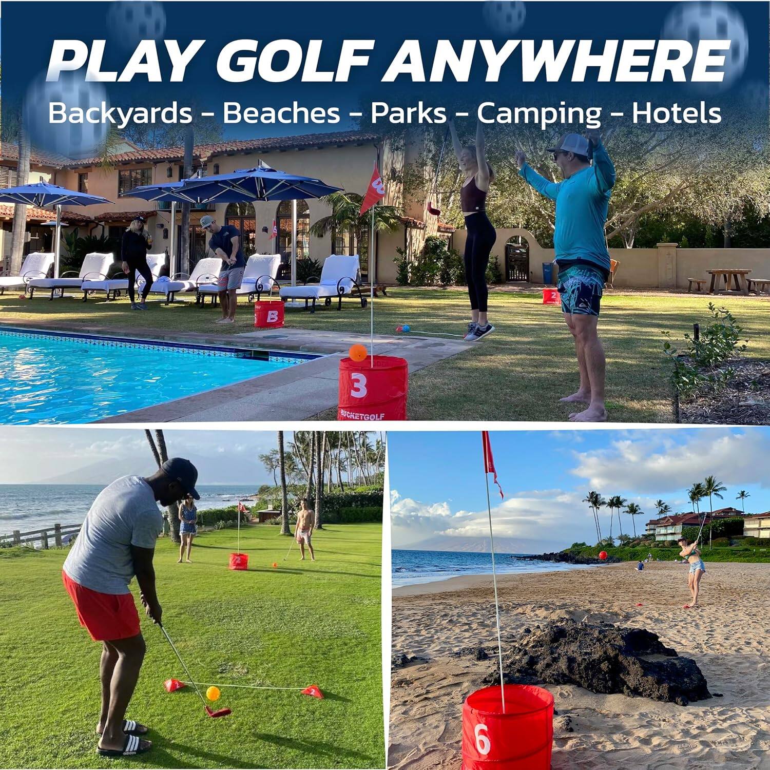 PLAY GOLF ANYWHERE  
Backyards - Beaches - Parks - Camping - Hotels