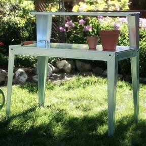 Left. SlickBlue - Utility Workbench with Galvanized Steel Top, Potting and Work Table - Silver.