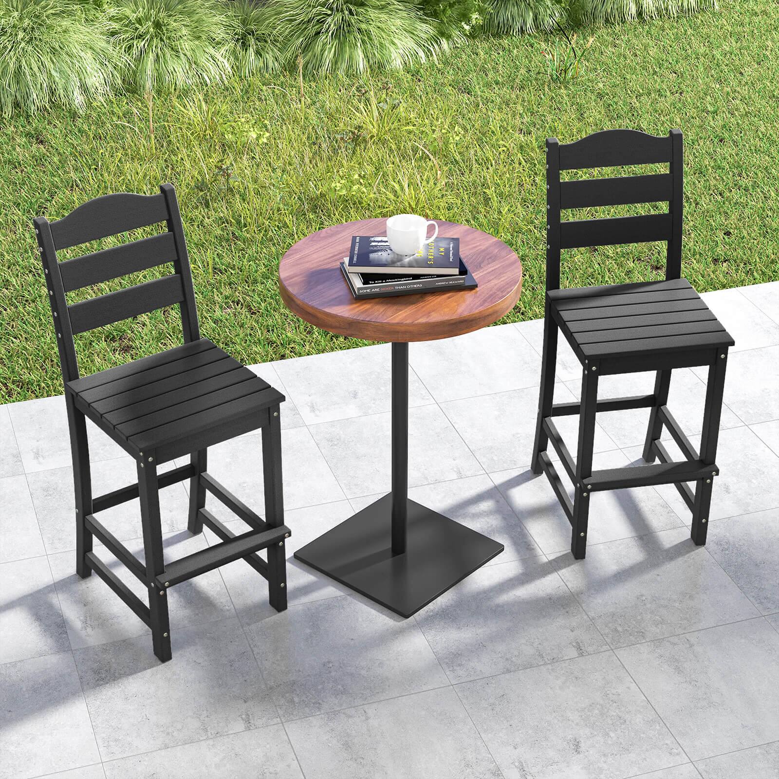 Alt View 2. Costway - Costway Outdoor HDPE Bar Stool Patio Tall Chair Backrest Footrest All Weather - Black.