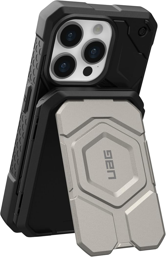 Left. UAG - UAG Magnetic RFID Wallet with Stand Silver/Black - Silver/Black.
