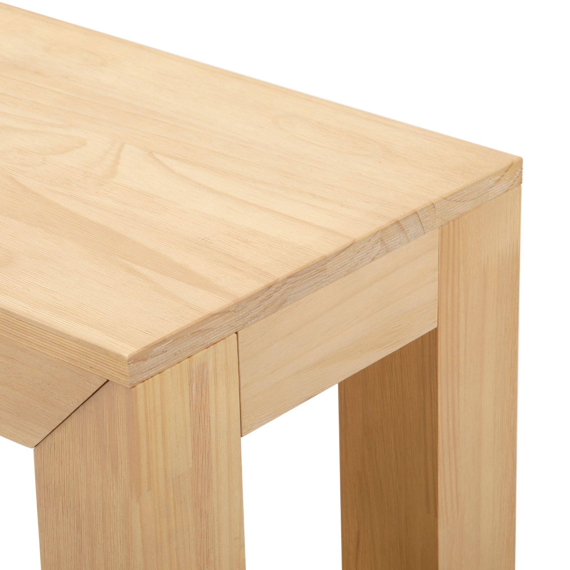 Alt View 5. Plank+Beam - Modern Rectangular Side Table with Shelf (24in x 15in / 630mm x 375mm), Blonde Wirebrush - Blonde Wirebrush.