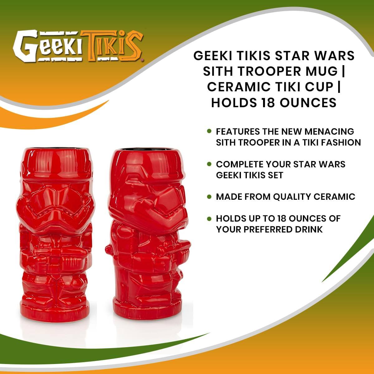 Geeki Tikis Star Wars Sith Trooper Mug | Ceramic Tiki Cup | Holds 18 Ounces

- Features the new menacing Sith Trooper in a Tiki fashion
- Complete your Star Wars Geeki Tikis set
- Made from quality ceramic
- Holds up to 18 ounces of your preferred drink