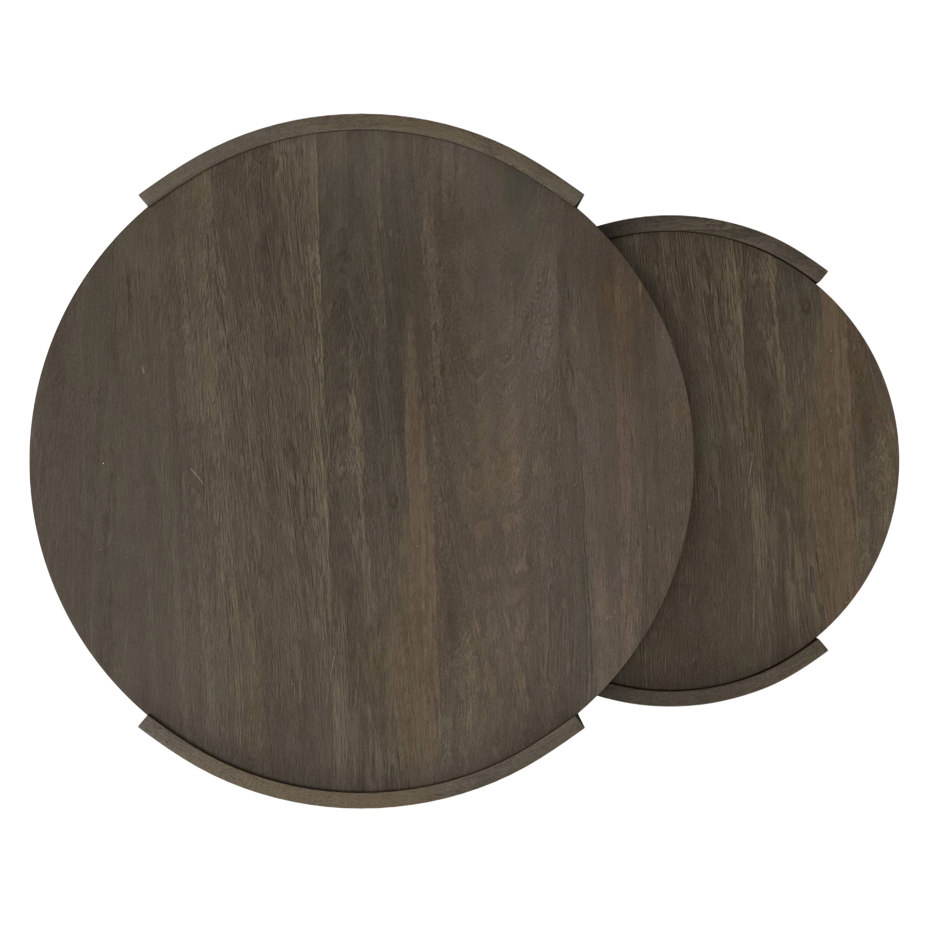 Alt View 2. Simpli Home - Robin SOLID MANGO WOOD 32 inch Wide Round Contemporary 2 Piece Nesting Table in Ash Grey, Fully Assembled - Ash Grey.