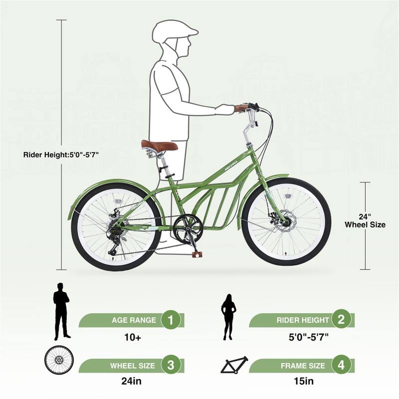 Rider Height: 5'0" - 5'7"  
Wheel Size: 24"  
Age Range: 10+  
Frame Size: 15"