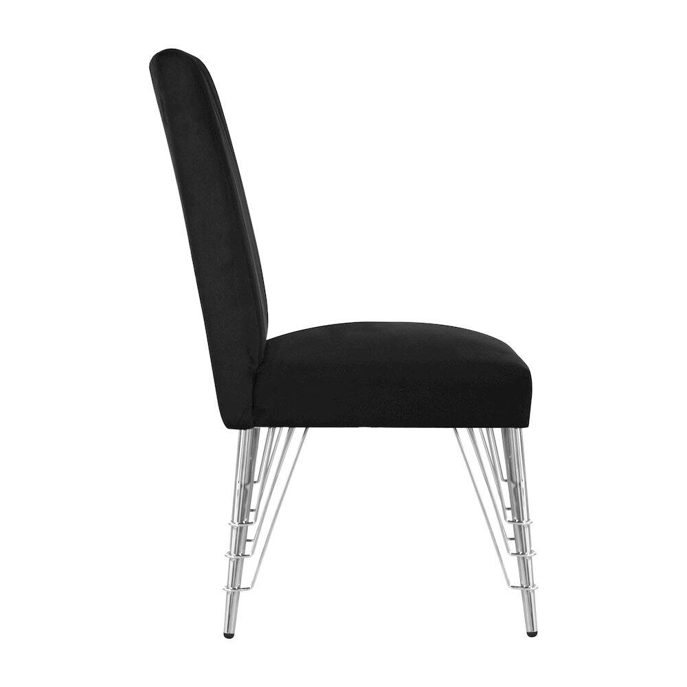 Angle. New Classic Furniture - Ava Wood Upholstered Dining Chair in Black (Set of 2) - Black/Silver.