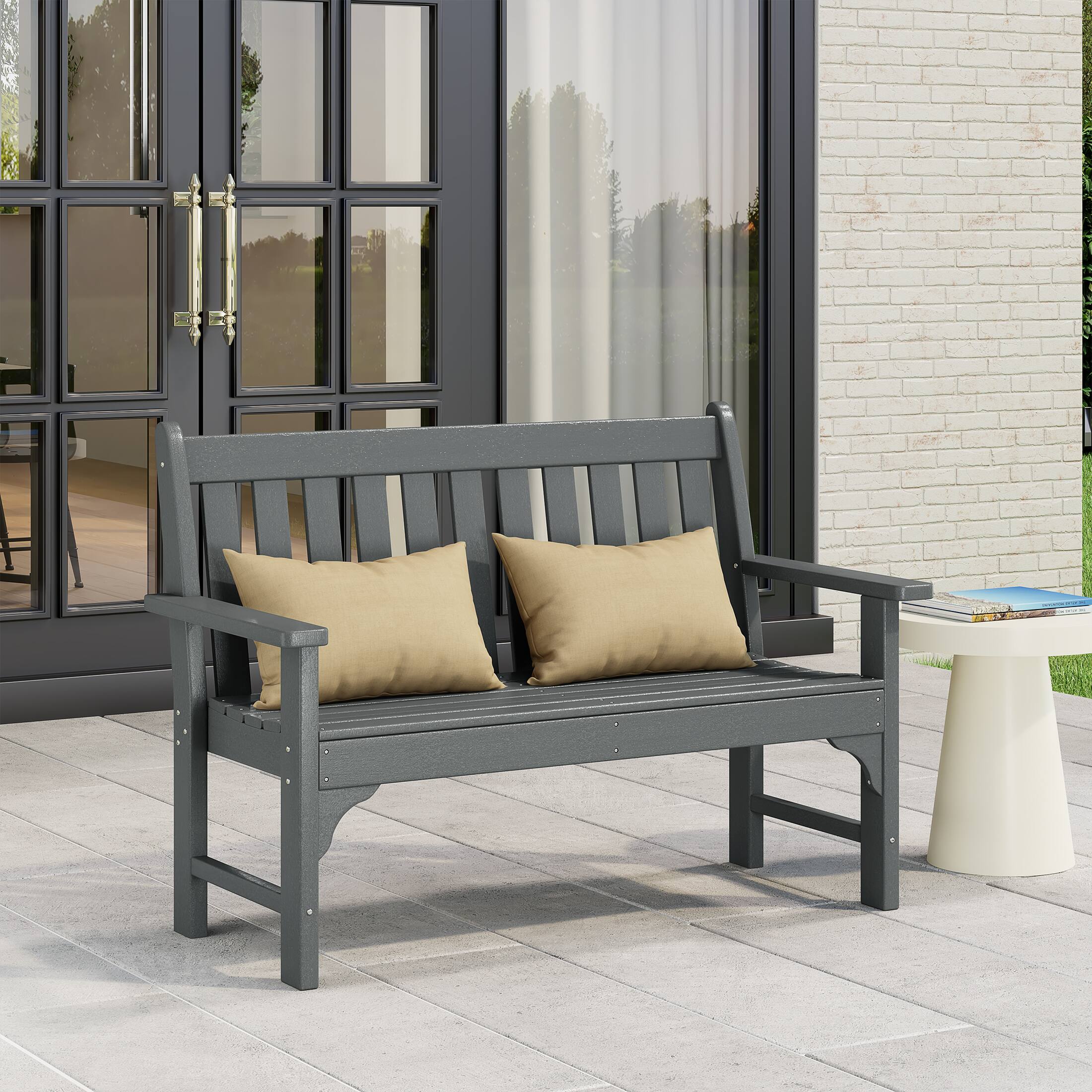 Angle. WestinTrends - WestinTrends Malibu Outdoor 2-Person All-Weather HDPE Front Porch Garden Bench - Gray.