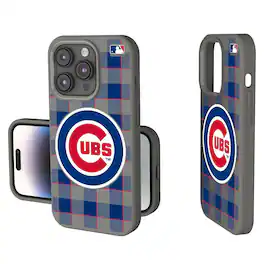 Keyscaper - MLB - Chicago Cubs Plaid Soft Touch iPhone Case - 14 - Gray