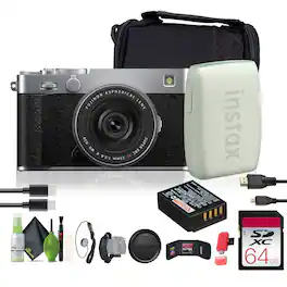 Bundle - Fujifilm - X-E5 Mirrorless Digital Camera with XF 23mm f/2.8 Lens (silver), Printer -Green - Silver Advanced