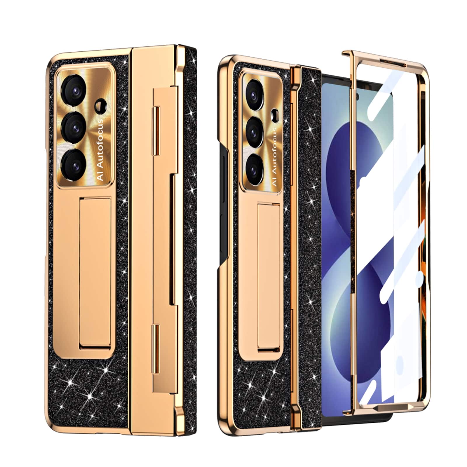 Dteck - Shockproof Glitter Case for Samsung Galaxy Z Fold8 Ultra with Stand, Rigid Plastic Hinge Cover Built in Screen Protector - Black price history on PriceWatchPro