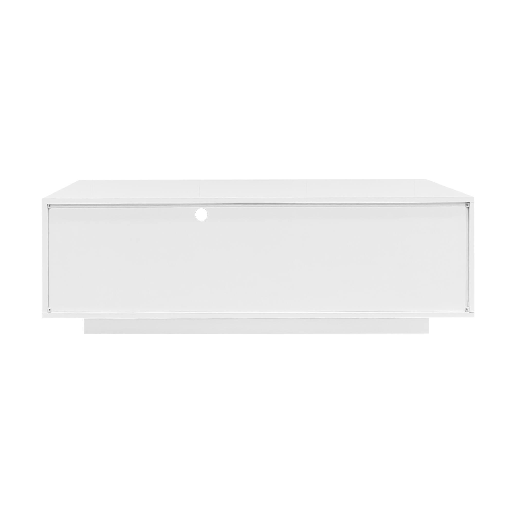 Back. Bestier - Modern High Glossy Rectangle Coffee Table with Storage Space, Accent Furniture with 16 Color LED Lights for Living Room - White.