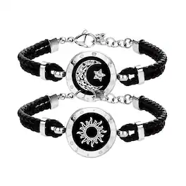 Totwoo - Sun & Moon Braided + Snake Chain Touch Bracelets, 2-Pc. - Black - (2022)