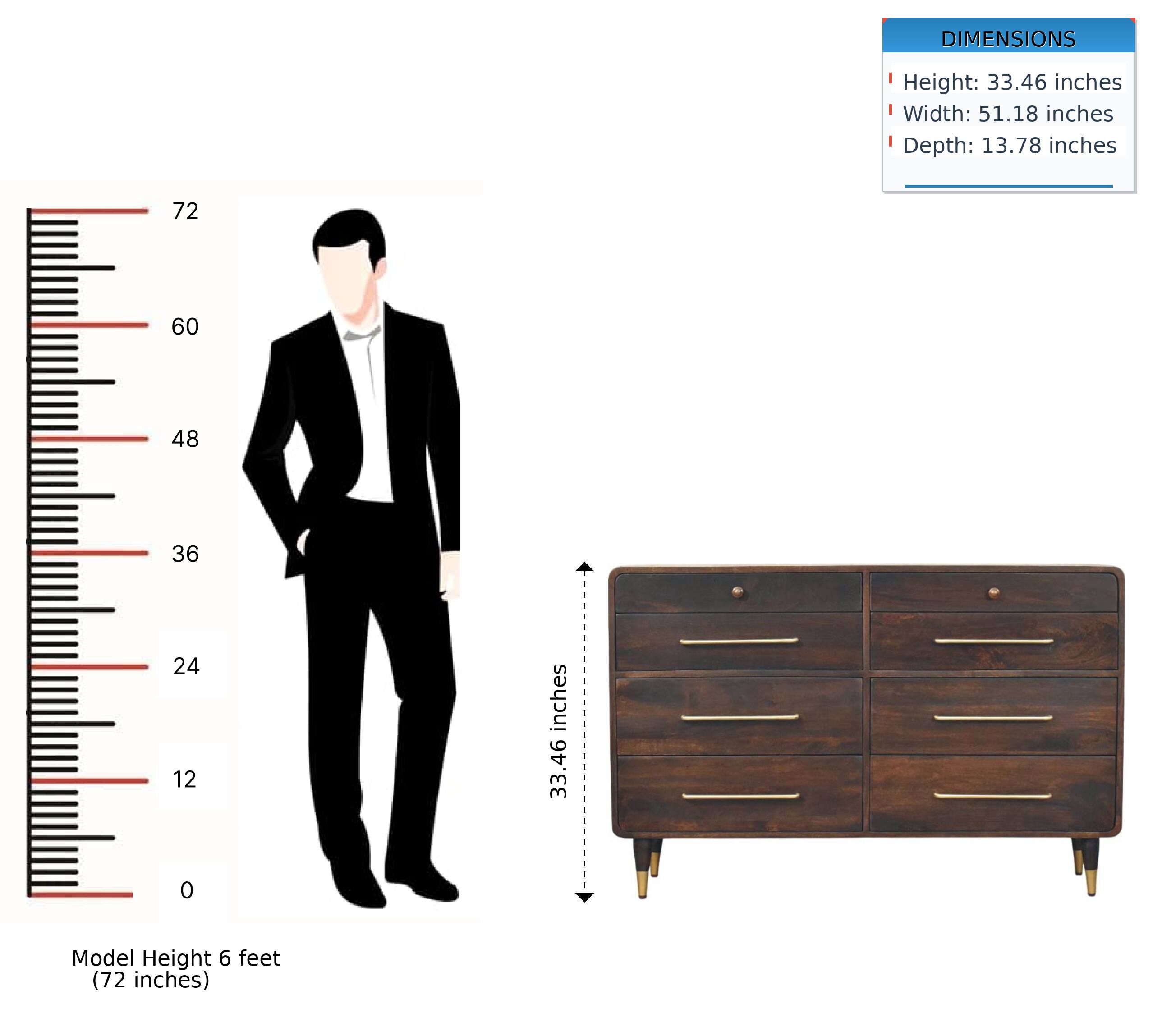 DIMENSIONS  
Height: 33.46 inches  
Width: 51.18 inches  
Depth: 13.78 inches  

Model Height 6 feet (72 inches)