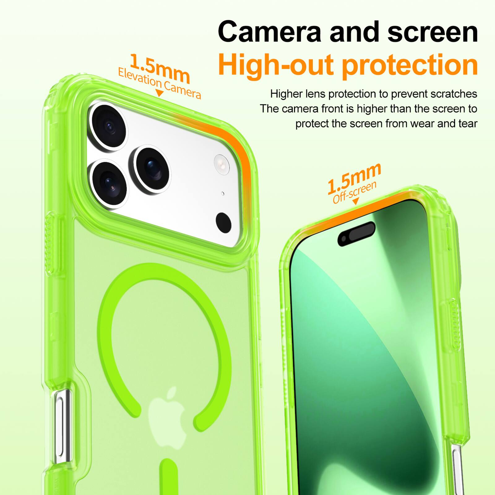 Camera and screen High-out protection

1.5mm Elevation Camera

Higher lens protection to prevent scratches
The camera front is higher than the screen to protect the screen from wear and tear

1.5mm Off-screen