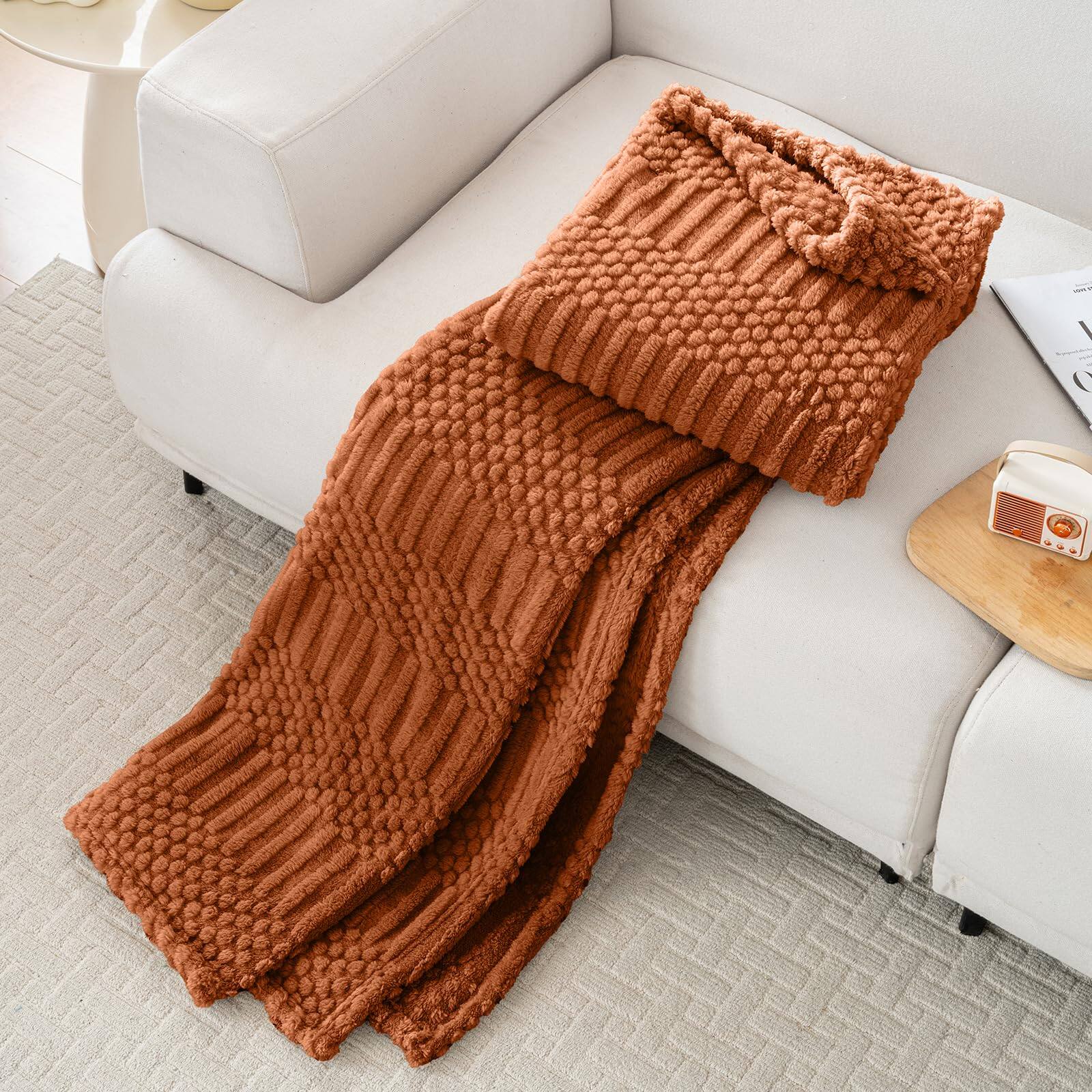 Alt View 3. Alchemy Casas - Inch Rust Throw Blanket Soft Fluffy Fleece Cute Aesthetic For Sofa Couch Chair Bed Living Room Bedroom All - Light Brown Twin(60x80).